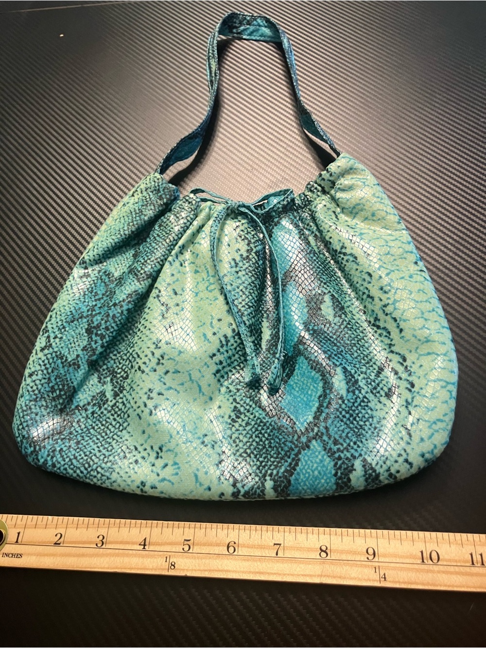 Turquoise Snake-Print Shoulder Bag - Picture 4 of 5